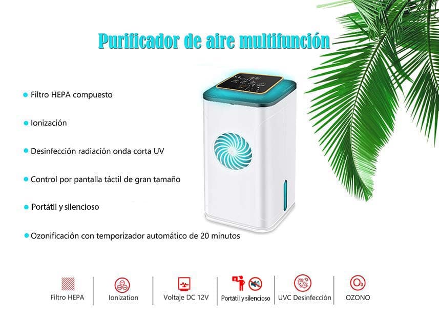Purificador de aire ultrapotente con luz de limpieza UV, ionizador y  sistema de filtración de 3 capas, Entrega gratuita