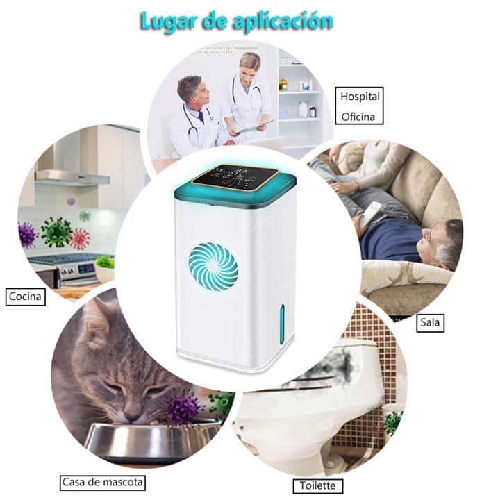 Ionizador multifuncional + purificador de aire y humidificador con  aromaterapia y detección de contaminación